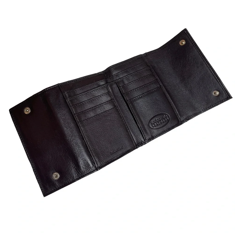 UK Springvale Brown Genuine Leather Fold Wallet w/ Multiple Pockets & Slots